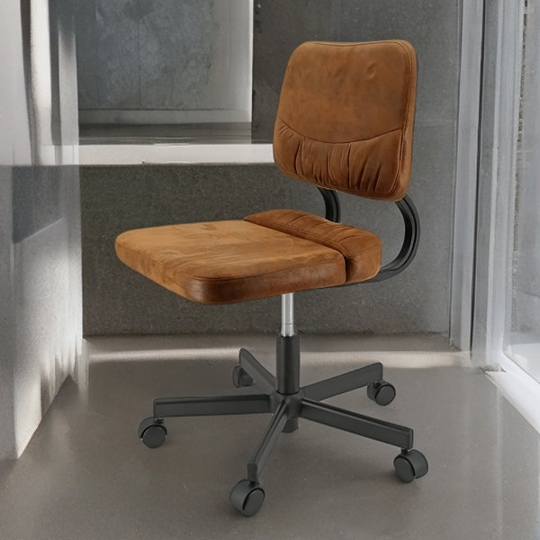 17 Stories Armless MidBack Office Chair Faux Deer Velvet Task Chairs